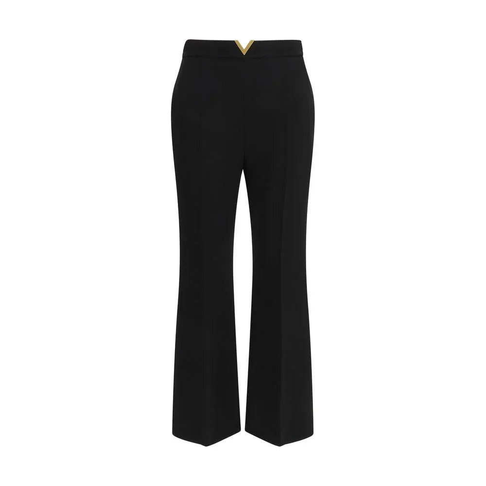 Valentino Black Fleece Wool Flared Pants - Zeiniez