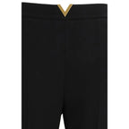 Valentino Black Fleece Wool Flared Pants - Zeiniez
