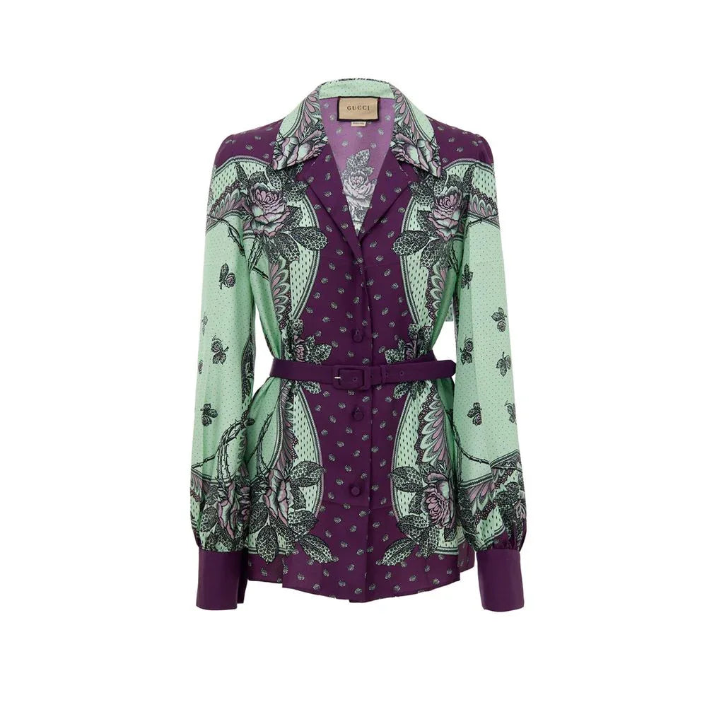 Gucci Green Silk Pattern Shirt - Zeiniez