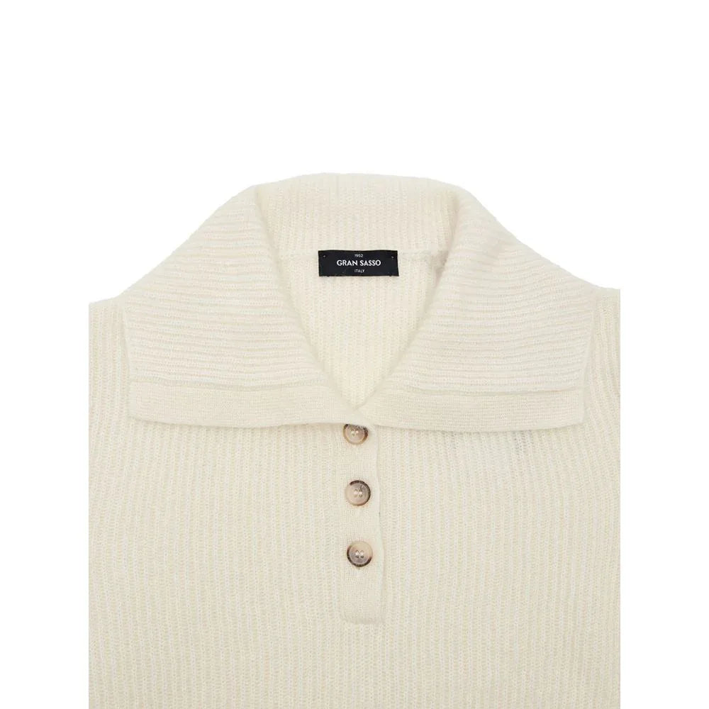 Gran Sasso White Wool Polo Shirt - Zeiniez
