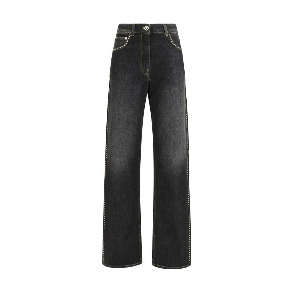 Versace Black Cotton Straight-Leg Jeans - Zeiniez