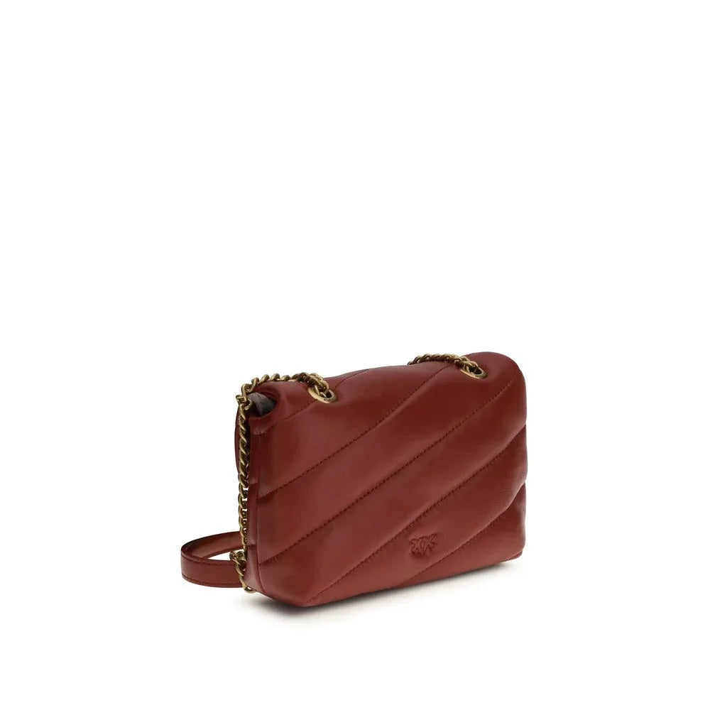 PINKO Bordeaux Calf Leather Bos Taurus Shoulder Bag - Zeiniez