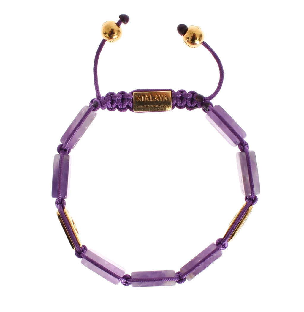 Nialaya CZ Amethyst 18K Gold 925 Bracelet - Zeiniez