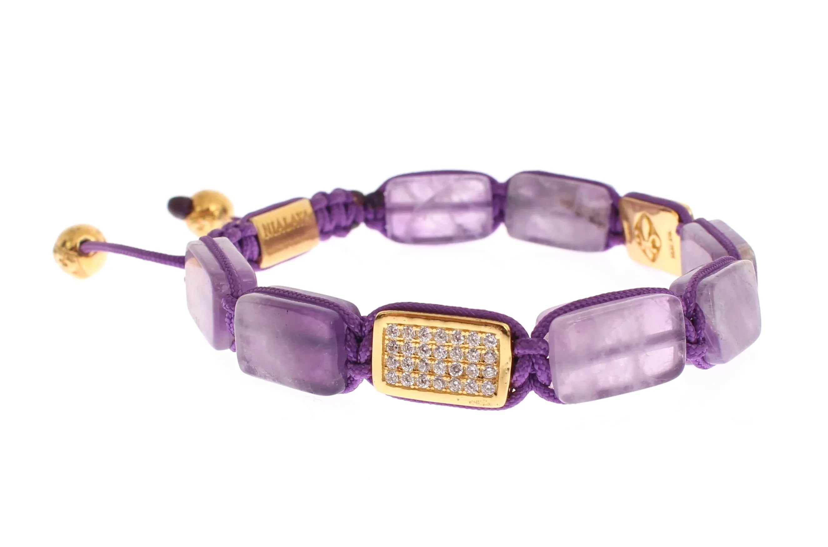 Nialaya CZ Amethyst 18K Gold 925 Bracelet - Zeiniez