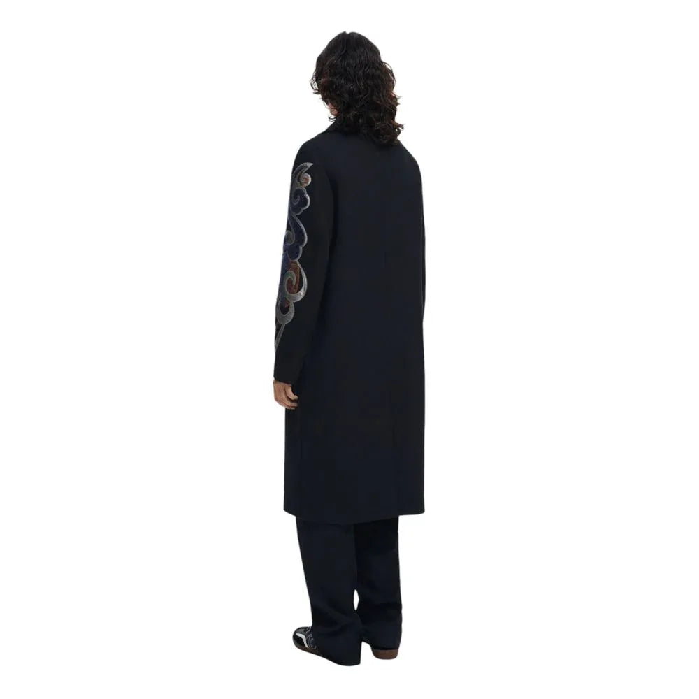 Desigual Black Polyester Coat - Zeiniez