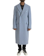 Dolce & Gabbana Light Blue Cashmere Trench Coat - Zeiniez