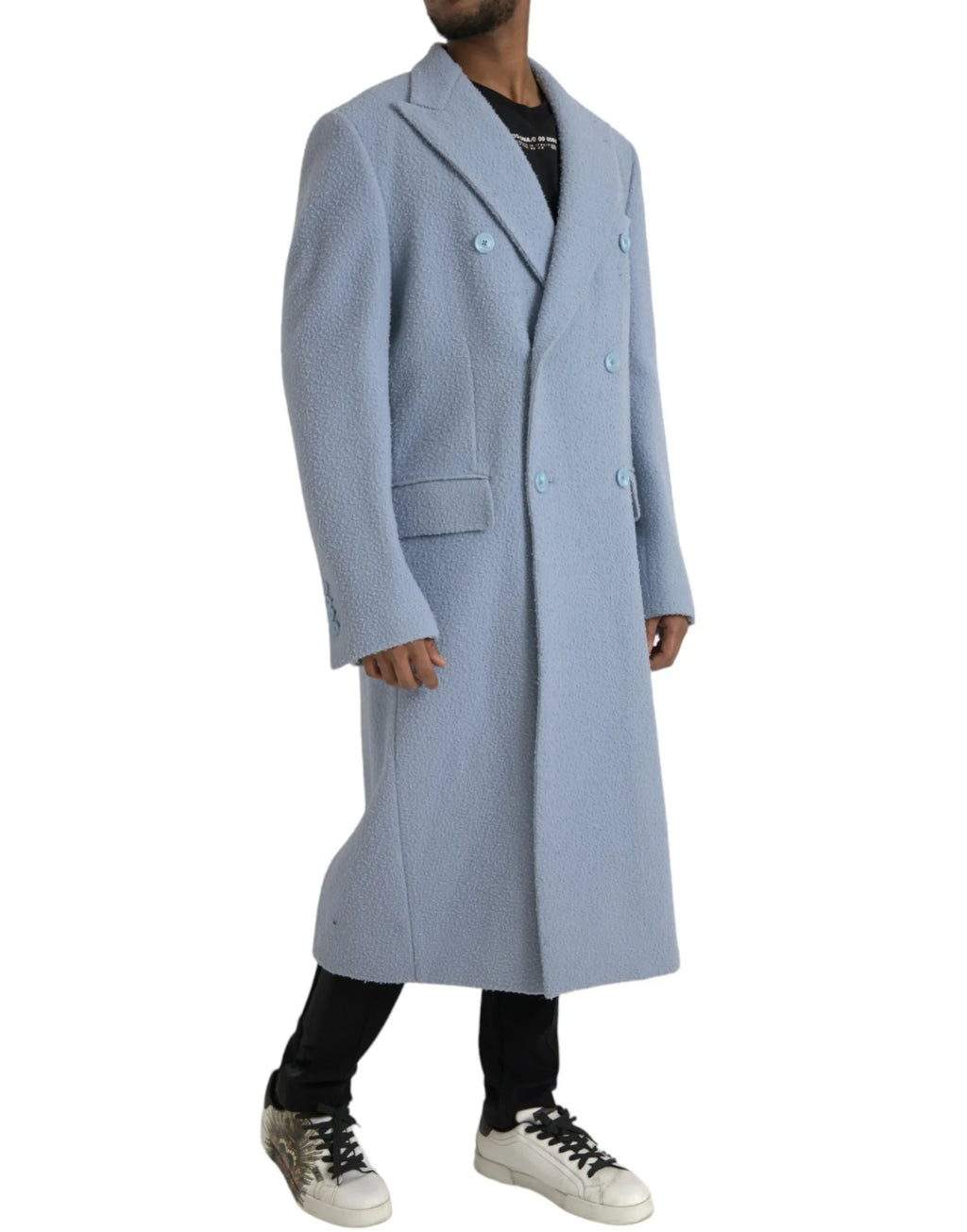Dolce & Gabbana Light Blue Cashmere Trench Coat - Zeiniez