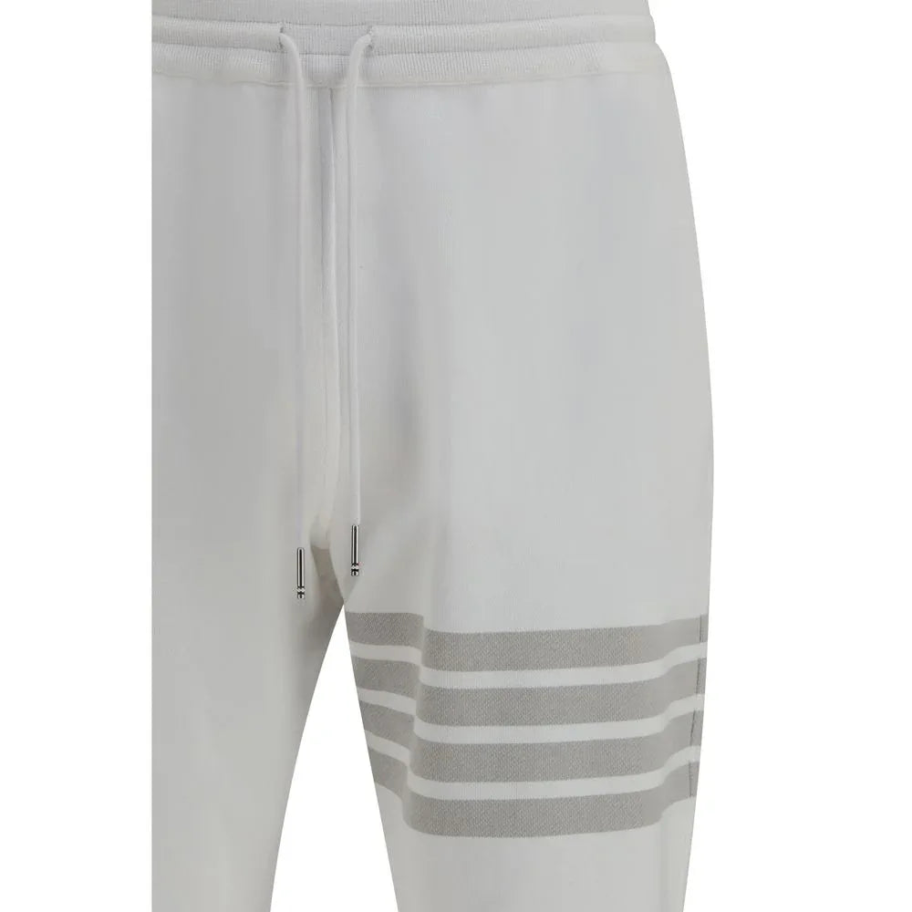 Thom Browne White Cotton Joggers (Workout Pants) - Zeiniez