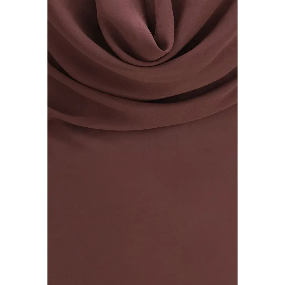 The Andamane Brown Silk Long Dress - Zeiniez