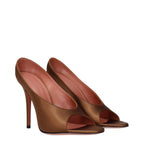 Amina Muaddi Brown Satin High Heel Pumps - Zeiniez