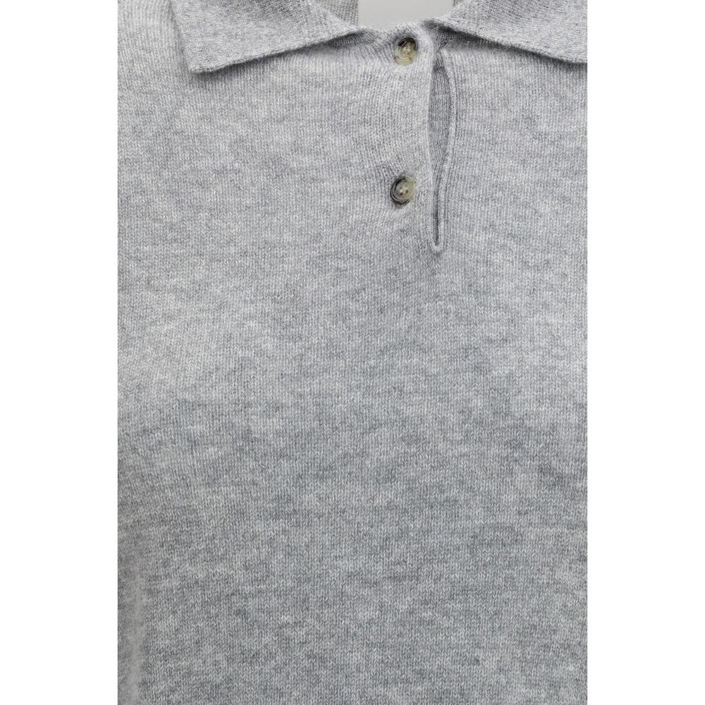 Allude Gray Cashmere Shortsleeve Shirt - Zeiniez