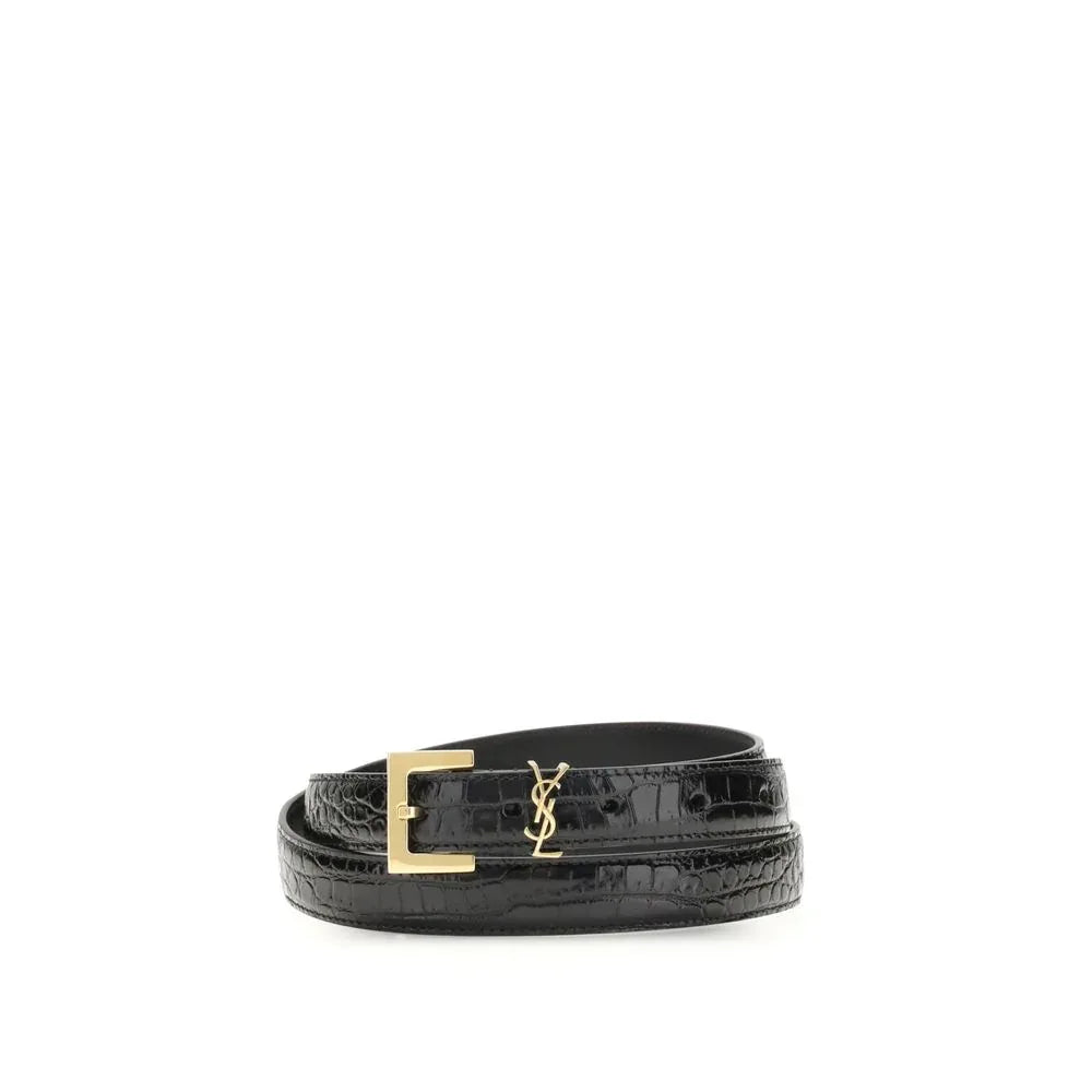 Saint Laurent Black Calf Leather Bos Taurus Regular Belt - Zeiniez