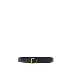 Saint Laurent Black Calf Leather Bos Taurus Regular Belt