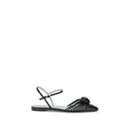 Valentino Garavani Black Calf Leather Bos Taurus Ballet Flats - Zeiniez