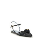 Valentino Garavani Black Calf Leather Bos Taurus Ballet Flats - Zeiniez