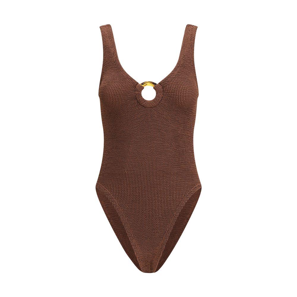 Hunza G Brown Polyamide One-Piece Swimsuit - Zeiniez