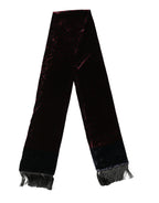 Dolce & Gabbana Black Red Rayon Geometric Pattern Fringe 140cm X 16cm Scarf - Zeiniez