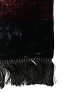 Dolce & Gabbana Black Red Rayon Geometric Pattern Fringe 140cm X 16cm Scarf - Zeiniez