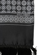 Dolce & Gabbana Black White Silk Geometric Neck Wrap 142cm X 15cm Scarf - Zeiniez