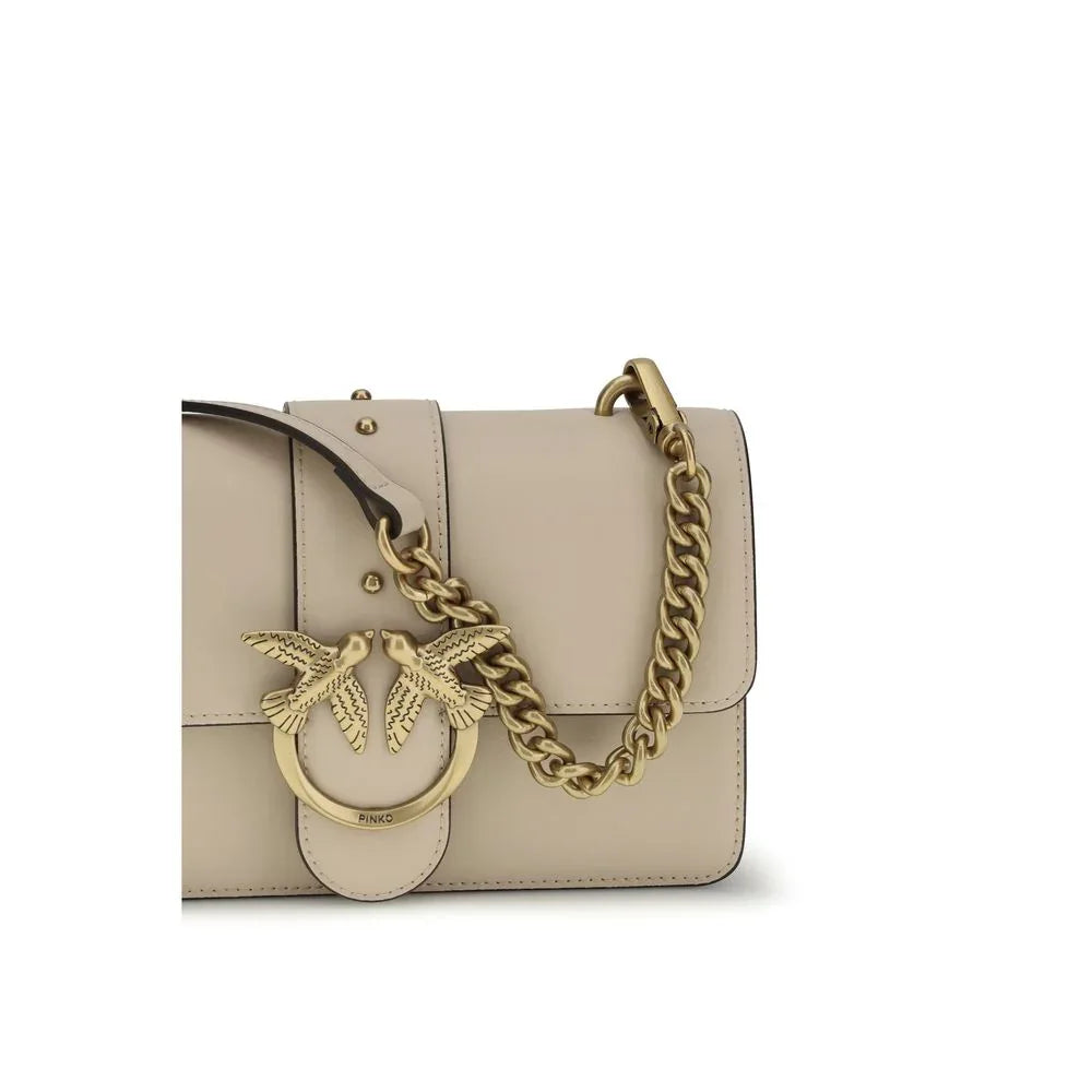 PINKO Beige Calf Leather Bos Taurus Shoulder Bag - Zeiniez