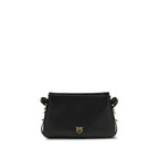 PINKO Black Calf Leather Bos Taurus Shoulder Bag - Zeiniez