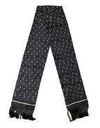 Dolce & Gabbana Black White Silk Dotted Print Foulard 140cm X 15cm Scarf - Zeiniez