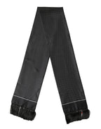 Dolce & Gabbana Black Silk Polka Dot Crown Foulard 140cm X 16.5cm Scarf - Zeiniez