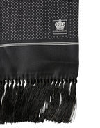 Dolce & Gabbana Black Silk Polka Dot Crown Foulard 140cm X 16.5cm Scarf - Zeiniez