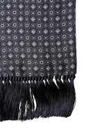 Dolce & Gabbana Black Silk Geometric Fringe Wrap Foulard 136cm X 15cm Scarf - Zeiniez