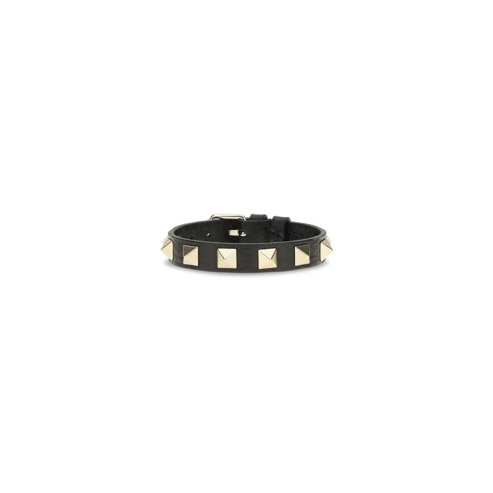Valentino Garavani Black Calf Leather Bos Taurus Bracelet - Zeiniez