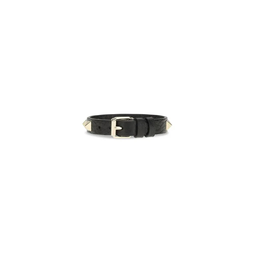 Valentino Garavani Black Calf Leather Bos Taurus Bracelet - Zeiniez