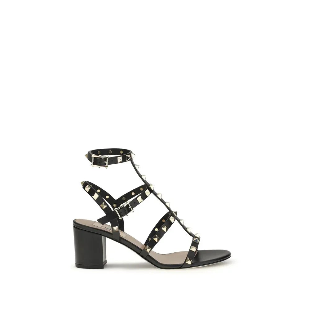 Valentino Garavani Black Calf Leather Bos Taurus Platform Sandals - Zeiniez