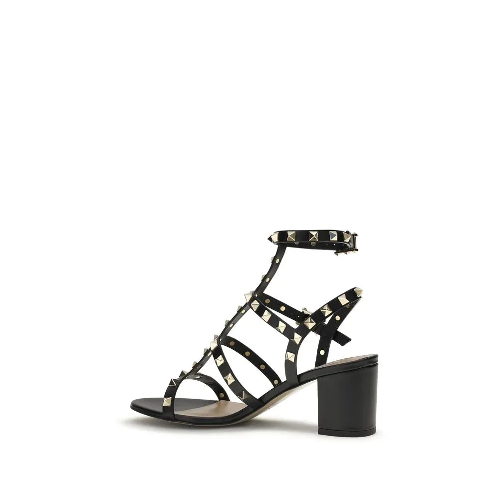 Valentino Garavani Black Calf Leather Bos Taurus Platform Sandals - Zeiniez