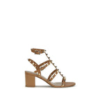 Valentino Garavani Beige Calf Leather Bos Taurus Strap-On Sandals - Zeiniez