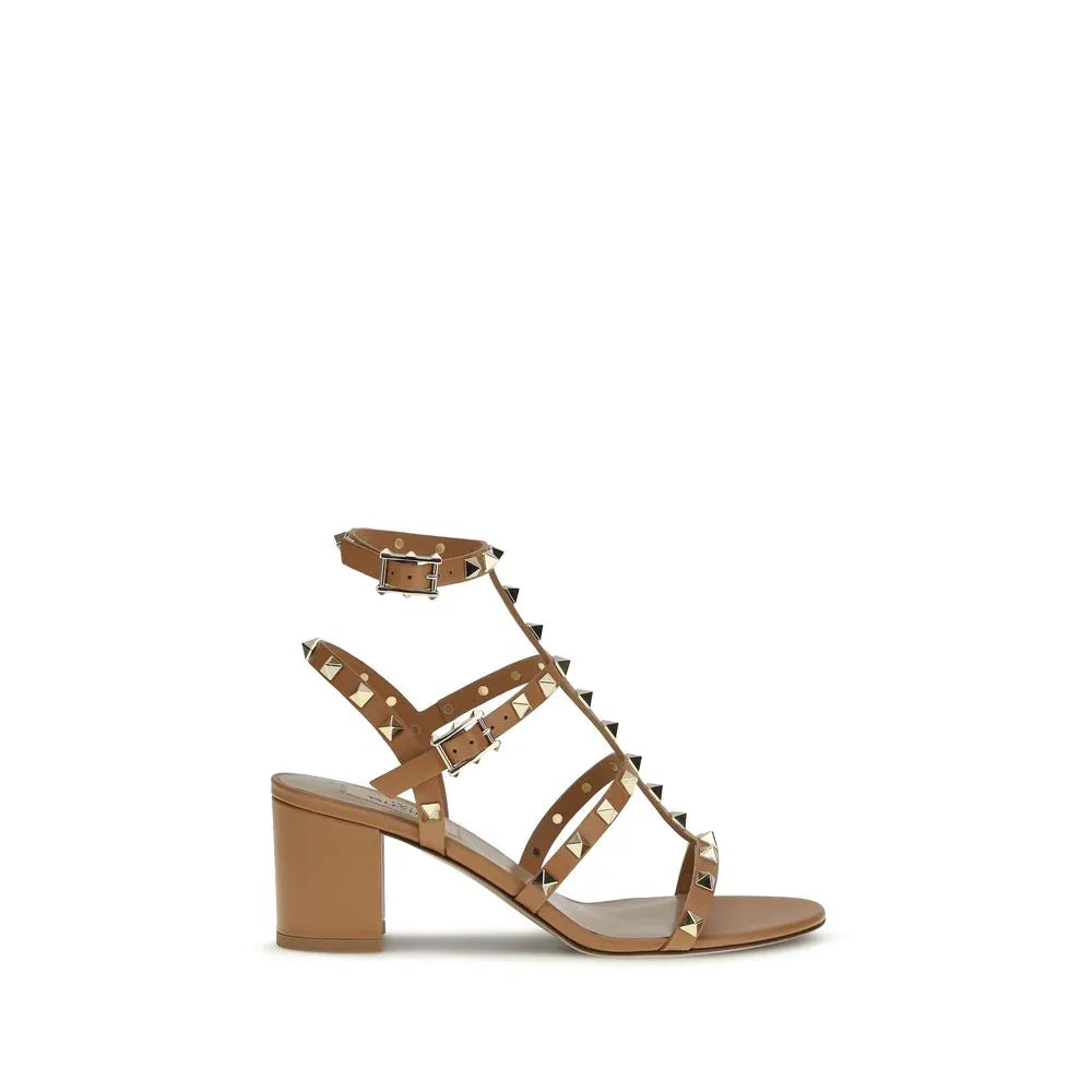 Valentino Garavani Beige Calf Leather Bos Taurus Strap-On Sandals - Zeiniez