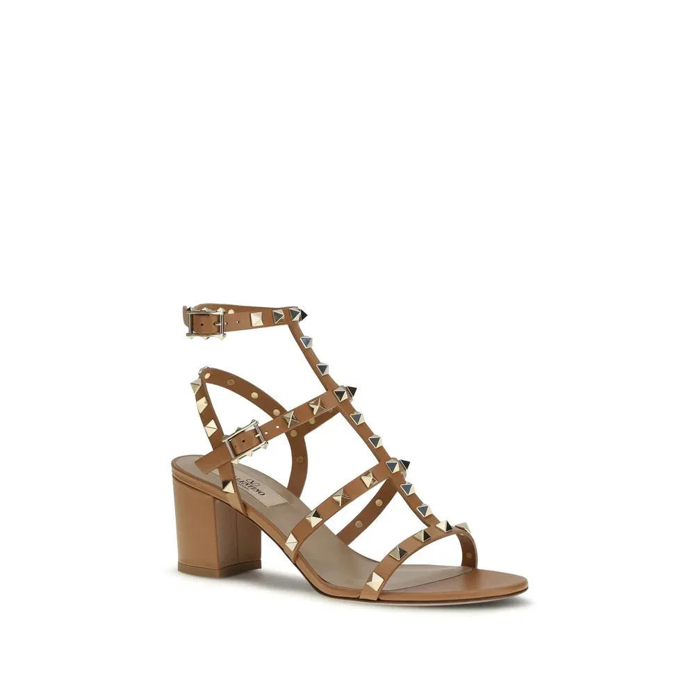 Valentino Garavani Beige Calf Leather Bos Taurus Strap-On Sandals - Zeiniez