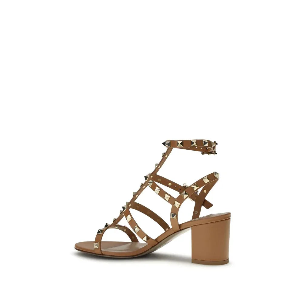 Valentino Garavani Beige Calf Leather Bos Taurus Strap-On Sandals - Zeiniez