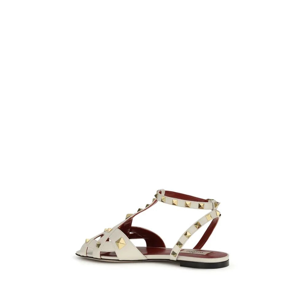 Valentino Garavani Beige Goatskin Flat Sandals - Zeiniez