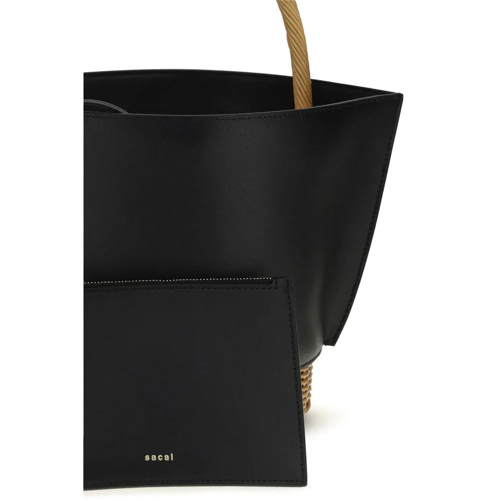 Sacai Black Calf Leather Bos Taurus Shoulder Bag - Zeiniez