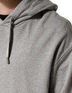 Dolce & Gabbana Gray Cotton Hooded Sweatshirt Sweater - Zeiniez