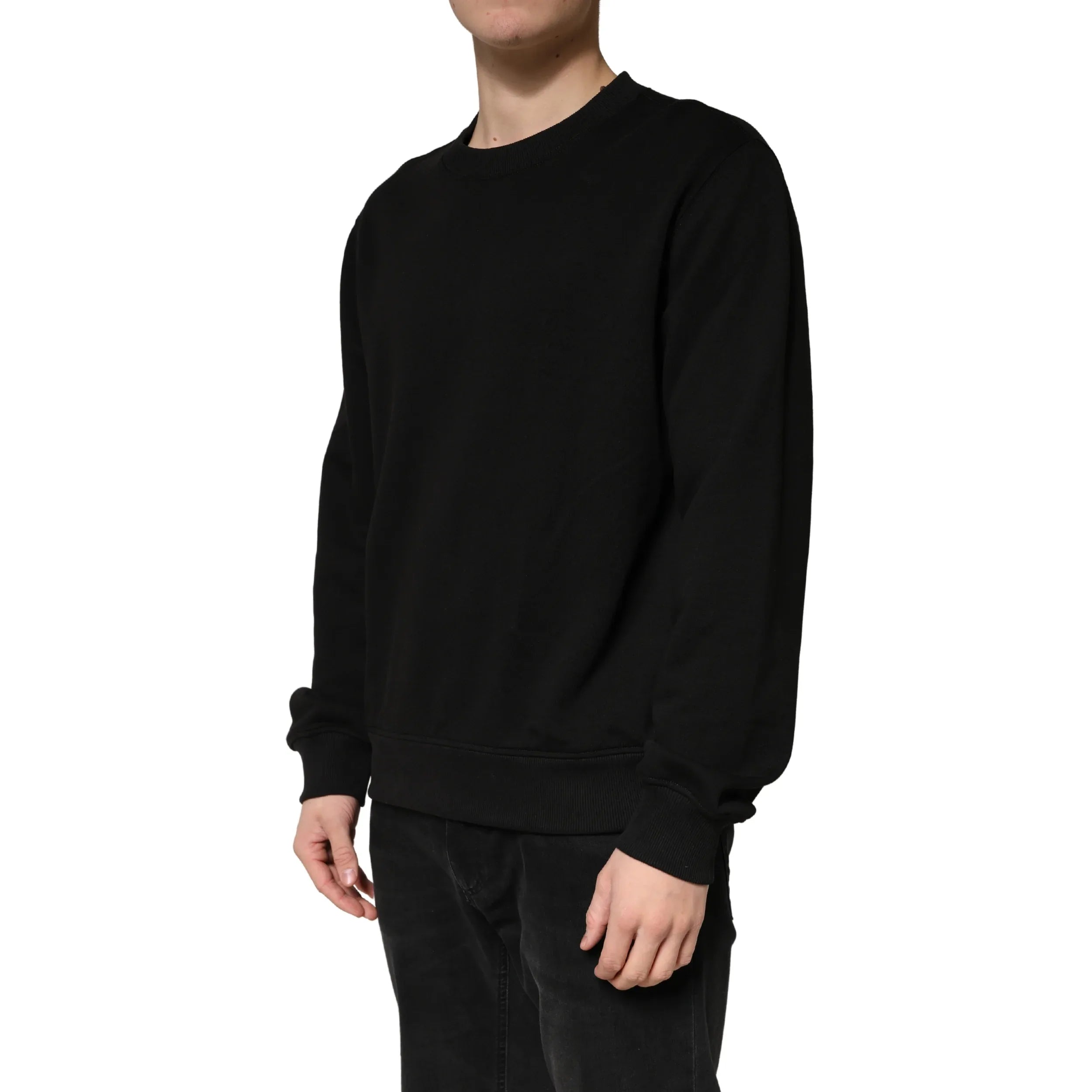 Dolce & Gabbana Sweater Black Cotton Crewneck Sweatshirt - Zeiniez