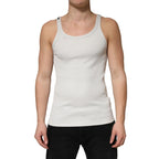Dolce & Gabbana Gray Cotton Ribbed Sleeveless Tank Top T-shirt - Zeiniez