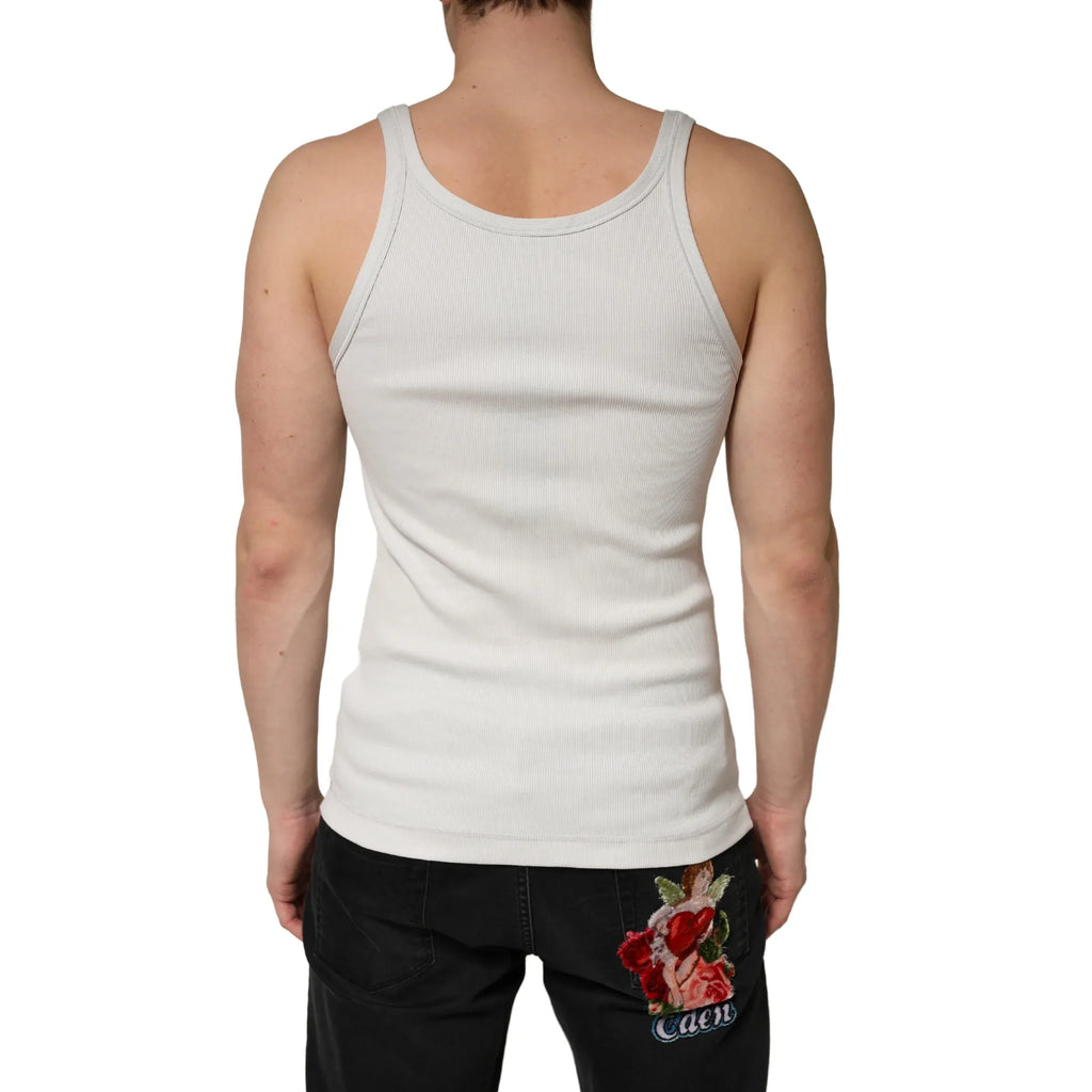 Dolce & Gabbana Gray Cotton Ribbed Sleeveless Tank Top T-shirt - Zeiniez