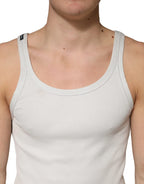 Dolce & Gabbana Gray Cotton Ribbed Sleeveless Tank Top T-shirt - Zeiniez