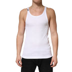 Dolce & Gabbana White Ribbed Cotton Sleeveless Tank Top T-shirt