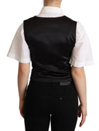 Dolce & Gabbana Solid Black Silk Sleeveless Waistcoat Vest Top - Zeiniez
