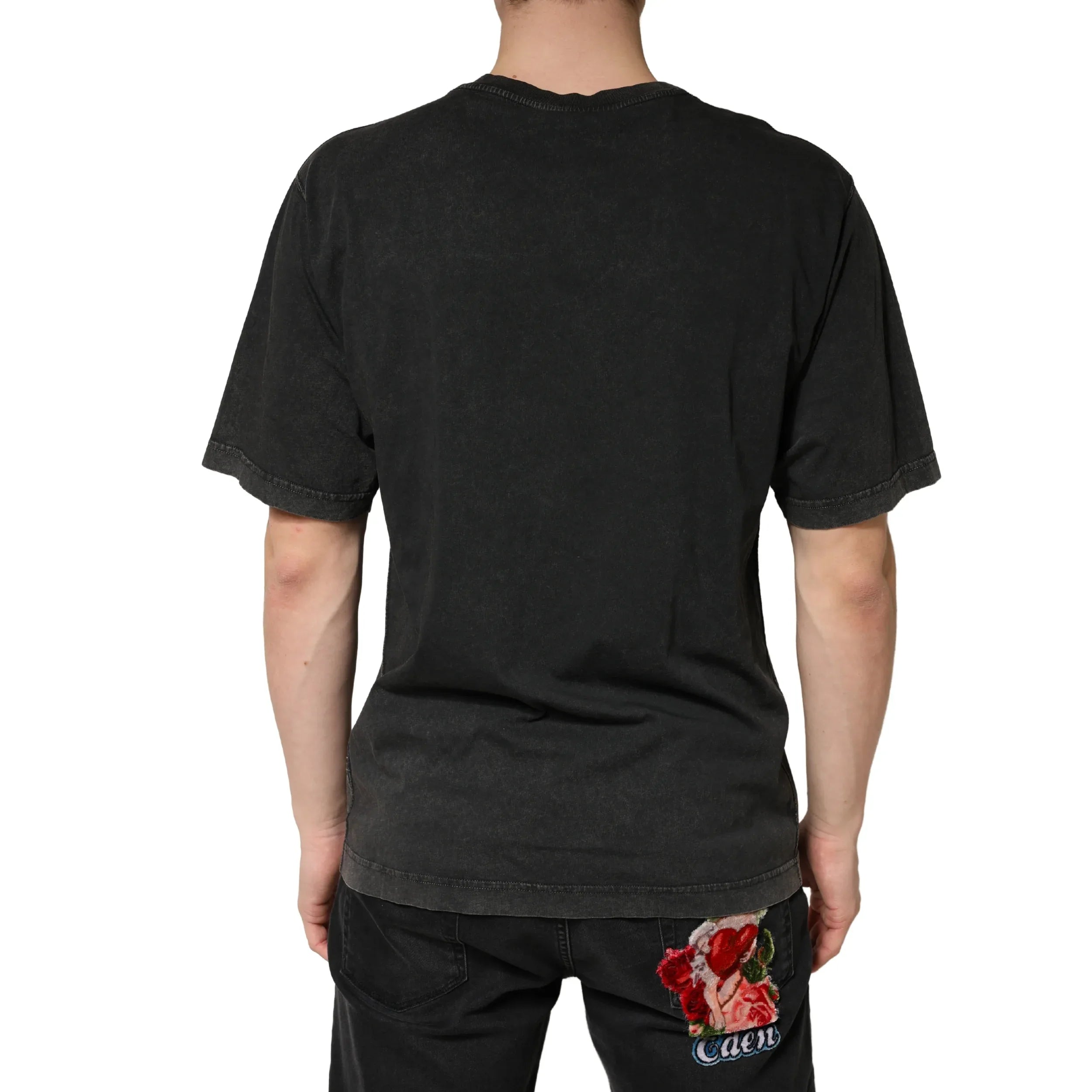 Dolce & Gabbana Black Cotton Crewneck Short Sleeve T-Shirt - Zeiniez