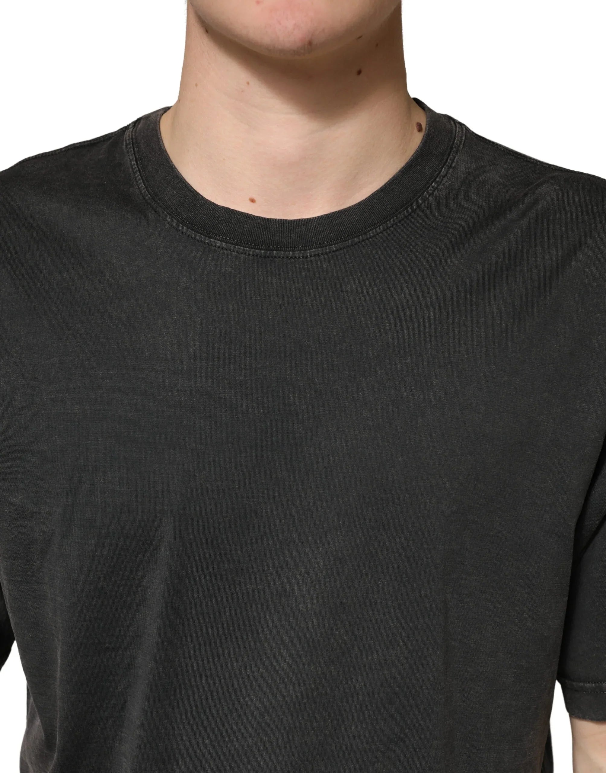 Dolce & Gabbana Black Cotton Crewneck Short Sleeve T-Shirt - Zeiniez
