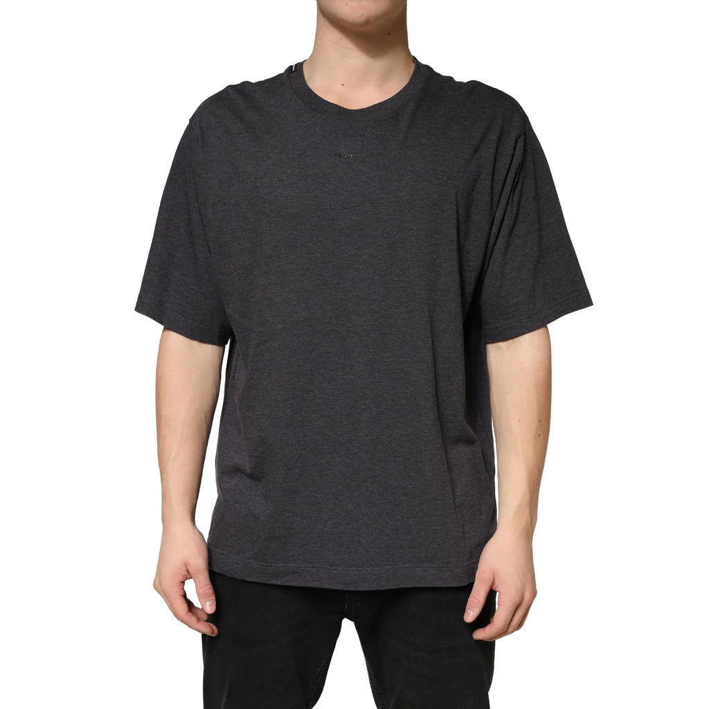Dolce & Gabbana Dark Grey Cotton Crewneck Short Sleeve - Zeiniez