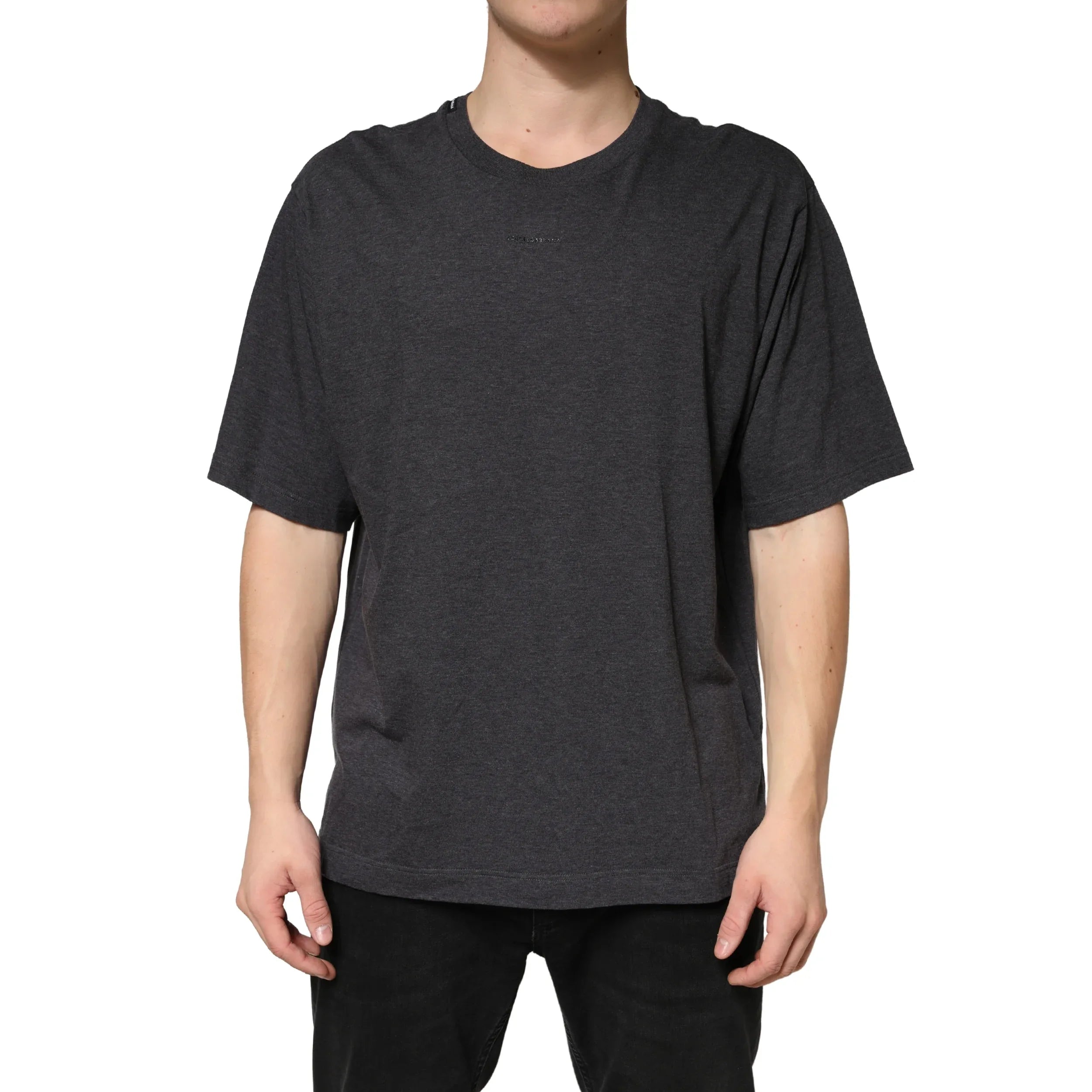 Dolce & Gabbana Dark Grey Cotton Crewneck Short Sleeve - Zeiniez